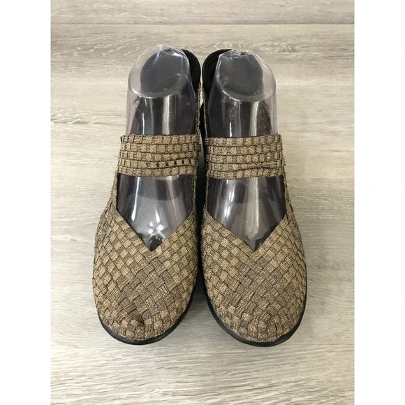 Bernie Mev Catwalk Women's Mary Jane Wedge Bronze Textile 10 Elastic Comfort - Picture 2 of 7